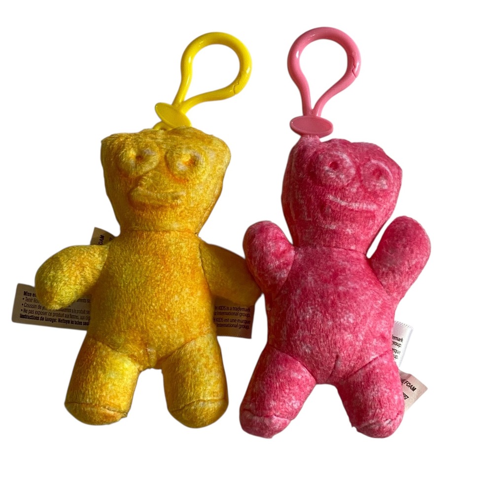 Sour Patch‎ Kids Plush Keychain Set Yellow Pink iScream Bag Charms 2023 2-Pack